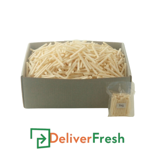 Parsnip batons in a box with a small bag of parsnips, branded with 'DeliverFresh'.
