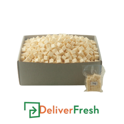 Box of diced parsnips with 'Deliver Fresh' 