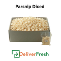 Box of diced parsnips with 'Deliver Fresh' 