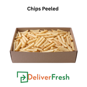 Box of peeled chips with 'Deliver Fresh'