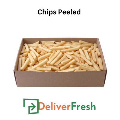 Box of peeled chips with 'Deliver Fresh'