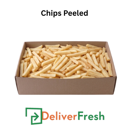 Box of peeled chips with 'Deliver Fresh'