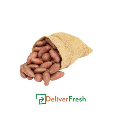 Bag of red potatoes with 'Deliver Fresh' 