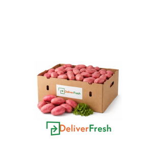 Box of red potatoes with 'Deliver Fresh' 
