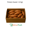 Box of sweet potatoes with 'Deliver Fresh' 