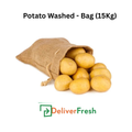 Bag of washed potatoes with 'Deliver Fresh'