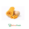 Pumpkin Butternut with a half-cut and diced pieces on a white background, branded with DeliverFresh.