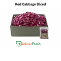 Box of diced red cabbage with a 'Deliver Fresh' 