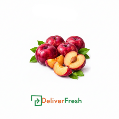 Red plums with a 'Fresh & Sweet' Deliver Fresh