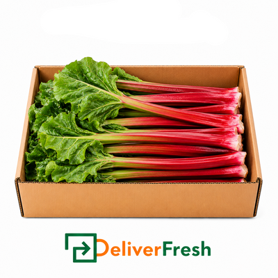 Box of rhubarb with DeliverFresh