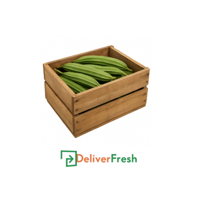 Wooden box with green ridge guard product and DeliverFresh