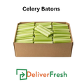 Box of celery batons with 'Deliver Fresh' 