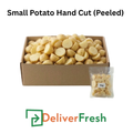 Box of small peeled potatoes with a smaller bag of potatoes and 'Deliver Fresh' 