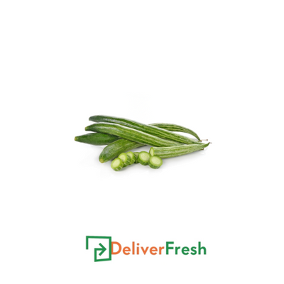 Box of snake gourds with 'Deliver Fresh'