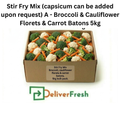 Box of stir fry mix with broccoli, cauliflower, and carrots, branded with DeliverFresh.