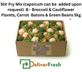 Box of stir fry mix with broccoli, cauliflower, carrots, and green beans, branded with DeliverFresh.