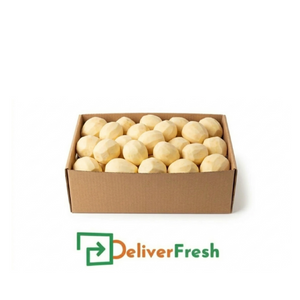 Box of peeled swedes with 'Deliver Fresh' 