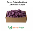 Box of purple sweet potato portions with 'Deliver Fresh' 