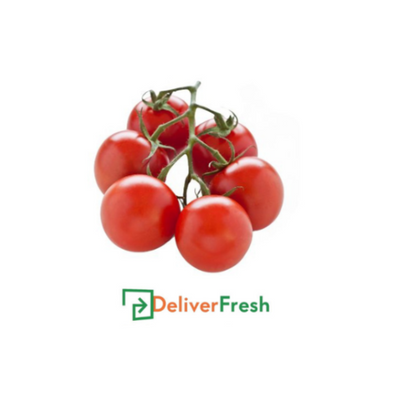 Tomato Cherry on a branch with 'Deliver Fresh' 