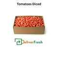 Box of diced tomatoes with 'Deliver Fresh'