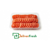 Container of sliced tomatoes with 'Deliver Fresh' 