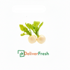 Two turnips with green leaves on a DeliverFresh 