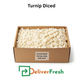 Box of diced turnips with 'Deliver Fresh' 
