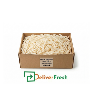 Box of turnip julienne with 'Deliver Fresh' 