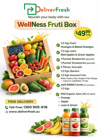 “Fresh Fruits. Clean Veggies. Organic Juices. One Powerful WellNess Fruit Box.”