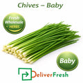 Baby chives with DeliverFresh branding, fresh wholesale herbs