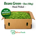 Hand-picked fresh green beans packed in a 10kg wholesale box by DeliverFresh