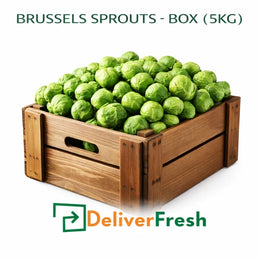 “Fresh Brussels sprouts 5kg box packed in crate – premium green Brussels sprouts delivered by DeliverFresh”