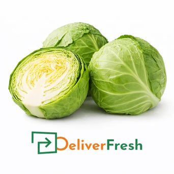 Fresh green cabbage showing whole and cut section, per piece, farm fresh quality