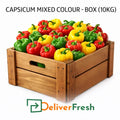Fresh mixed colour capsicum box 10kg with red yellow and green bell peppers from DeliverFresh