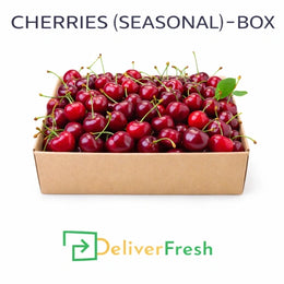 Fresh seasonal cherries packed in a wholesale box supplied by DeliverFresh fruit and vegetable wholesalers