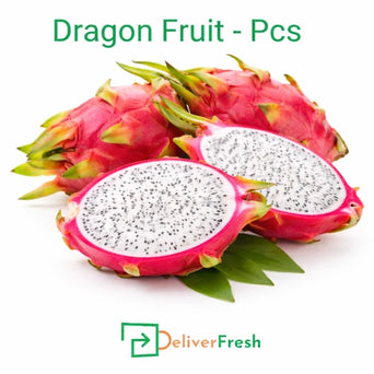 Fresh dragon fruit per piece from DeliverFresh, premium red pitaya with white flesh for retail and wholesale fruit supply