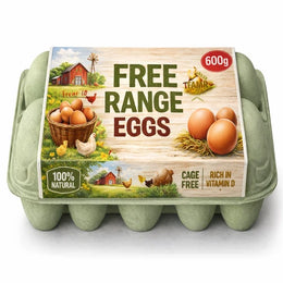 “Free Range Eggs 600g Box with cage free farm fresh eggs in eco-friendly carton, rich in vitamin D – Melbourne delivery”