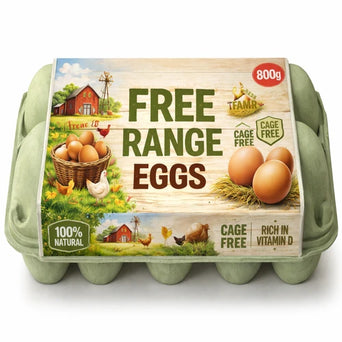 “Free range eggs 800g box with cage free farm fresh eggs in eco-friendly carton”