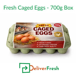 “Fresh Caged Eggs 700g Box with farm fresh grade A eggs in eco-friendly carton – Melbourne delivery”