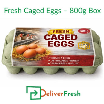 “Fresh Caged Eggs 800g Box with farm fresh grade A eggs in eco-friendly carton – Melbourne delivery”