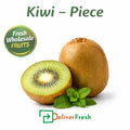 Fresh kiwi fruit sold per piece, whole and sliced, showing ripeness and quality
