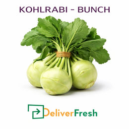 Fresh kohlrabi bunch with leaves, premium quality vegetable supplied by DeliverFresh for wholesale and retail customers