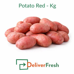 Fresh red potatoes sold per kg on a pure white background by DeliverFresh