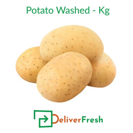 Fresh washed potatoes sold per kg on a pure white background by DeliverFresh