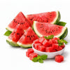 Watermelon pieces with DeliverFresh branding, fresh cut fruit suitable for retail, cafés, and home consumption